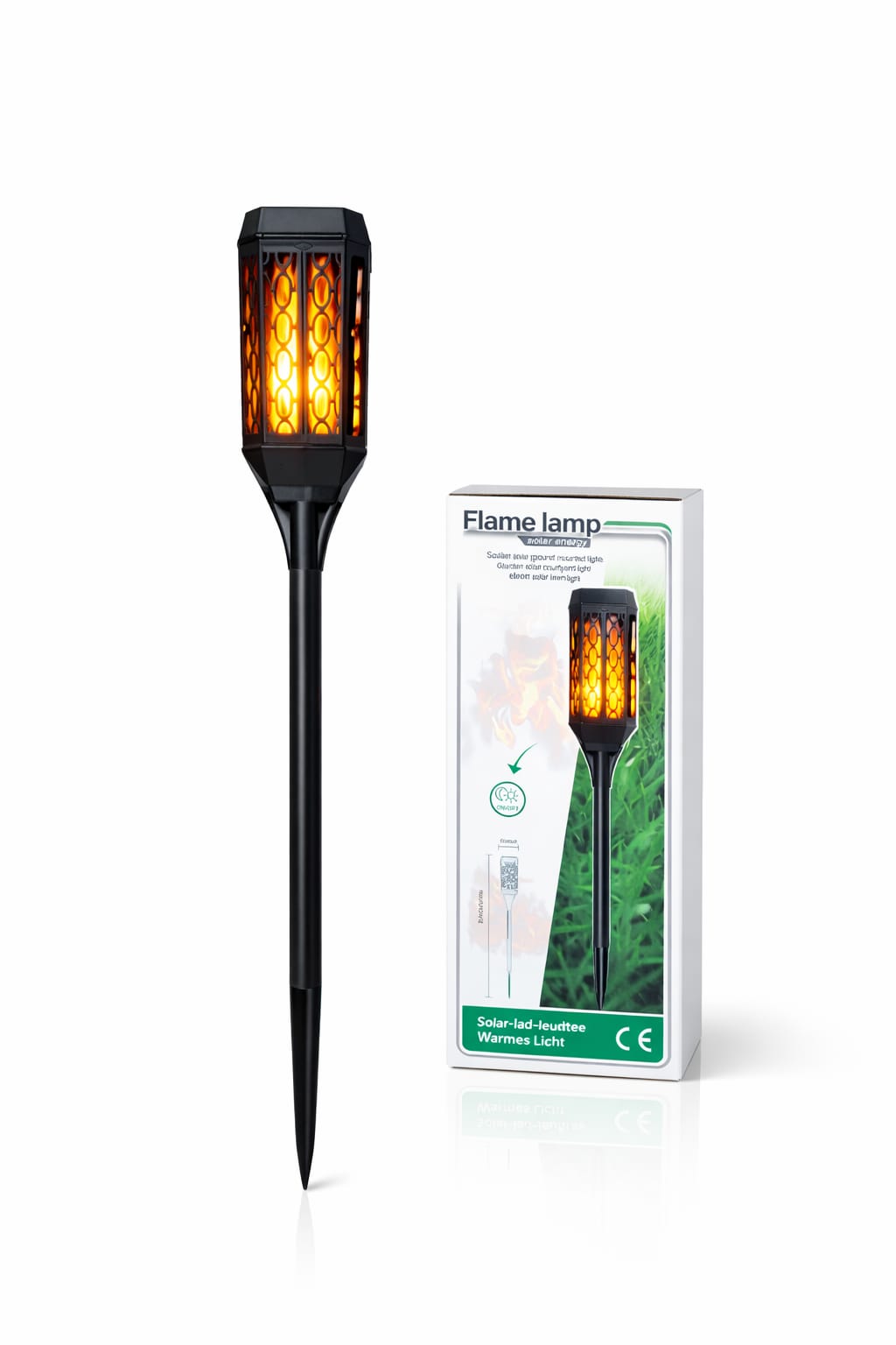 Solare Flammen-Gartenleuchte im modernen Stabdesign